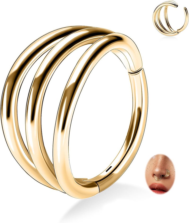 FUNLMO Store 316L Surgical Steel Nose Hoop Septum Conch Piercing Jewelry Cartilage Daith Helix Tragus Rook Lobe Earring Triple/Double Nose Lip Ring 20G 18G 16G - Image 1
